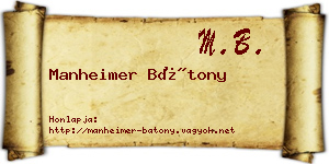 Manheimer Bátony névjegykártya